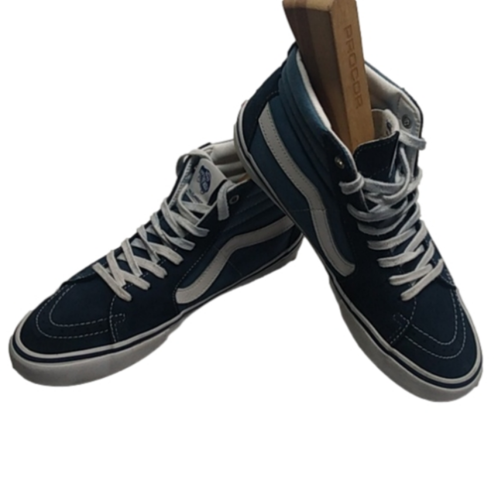 VANS OFF THE WALL PRO Skateboard shoes blue suede with white stripe size 8.5